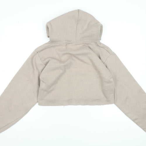 Criminal Damage Women Beige Cropped Hoodie Size M Long Sleeve Pullover