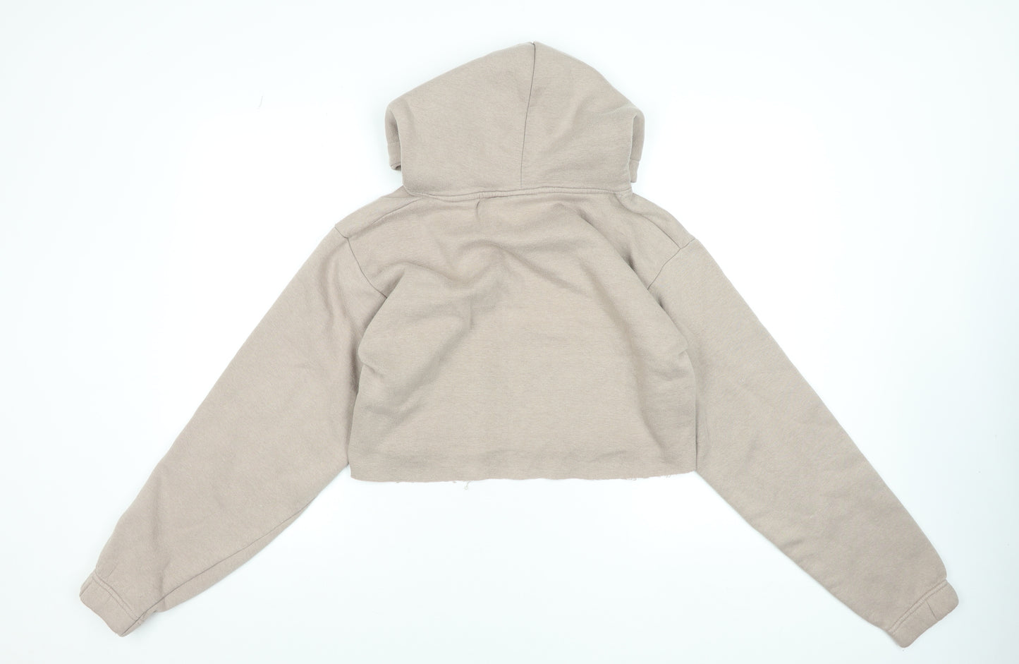 Criminal Damage Women Beige Cropped Hoodie Size M Long Sleeve Pullover