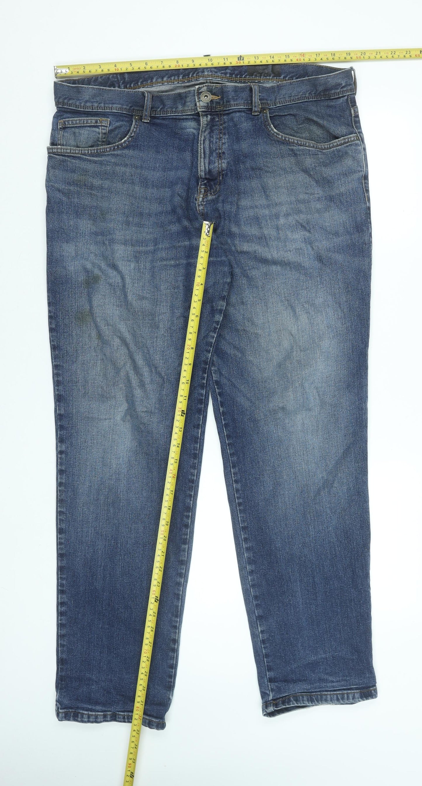 Tu Men's Blue Straight Regular Fit Stretch Jeans 38W 32L