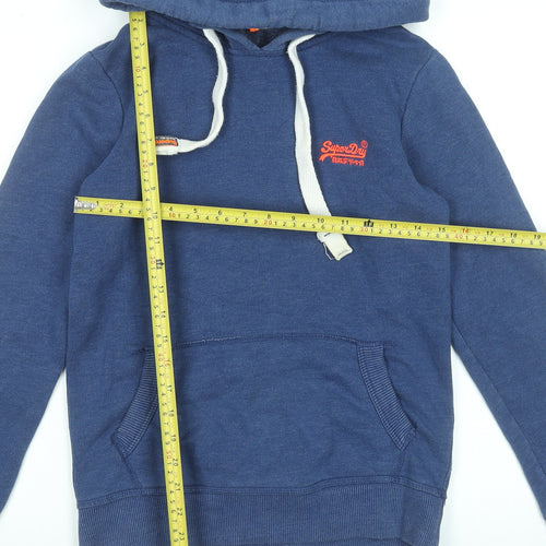 Superdry Womens Blue Pullover Hoodie XS Cotton Blend Casual