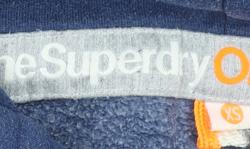 Superdry Womens Blue Pullover Hoodie XS Cotton Blend Casual
