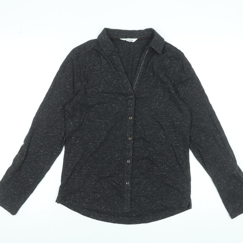 White Stuff Women's Black Cotton Long Sleeve Button-Up Shirt Size 8