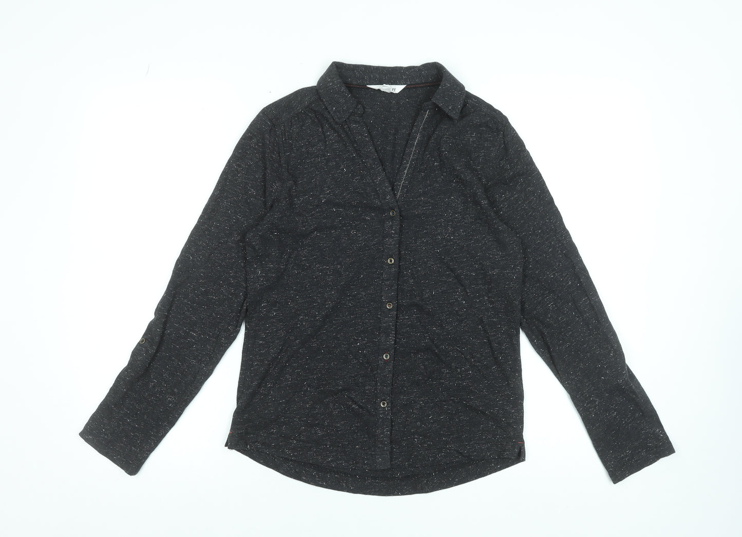 White Stuff Women's Black Cotton Long Sleeve Button-Up Shirt Size 8