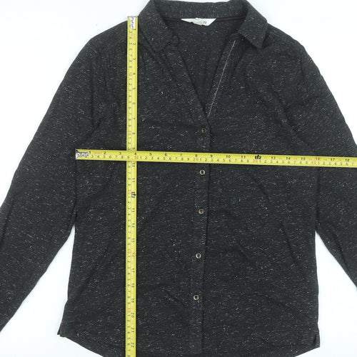 White Stuff Women's Black Cotton Long Sleeve Button-Up Shirt Size 8