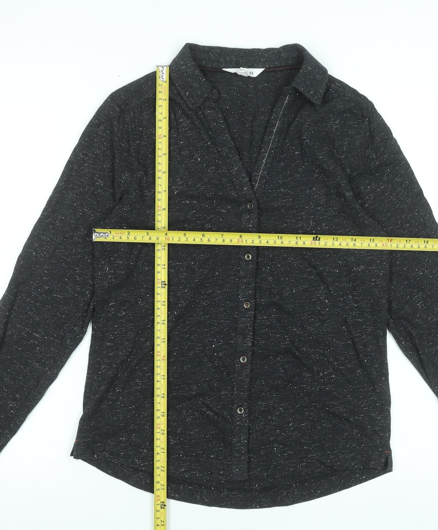 White Stuff Women's Black Cotton Long Sleeve Button-Up Shirt Size 8