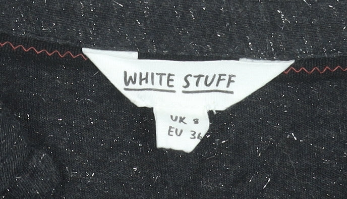 White Stuff Women's Black Cotton Long Sleeve Button-Up Shirt Size 8