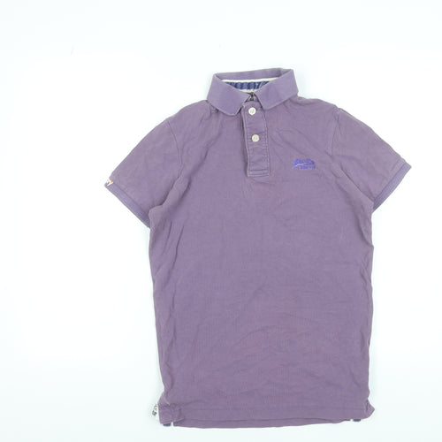 Superdry Men's Purple Cotton Short Sleeve Polo Shirt Size S