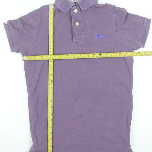 Superdry Men's Purple Cotton Short Sleeve Polo Shirt Size S