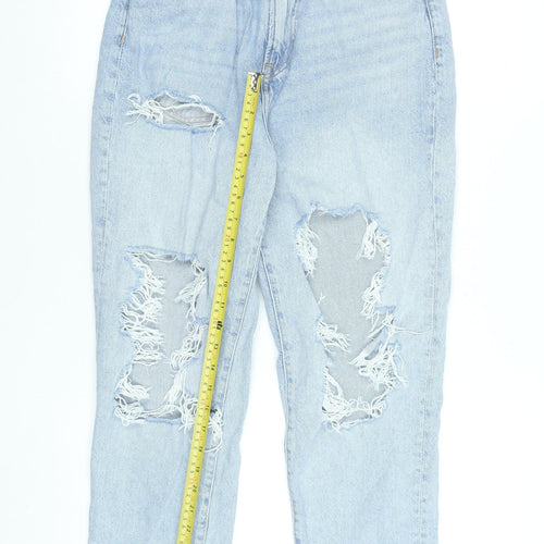 H&M Women’s Blue Mom Jeans Size 10 High Waist Distressed Denim