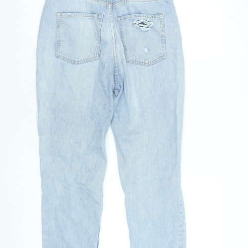 H&M Women’s Blue Mom Jeans Size 10 High Waist Distressed Denim