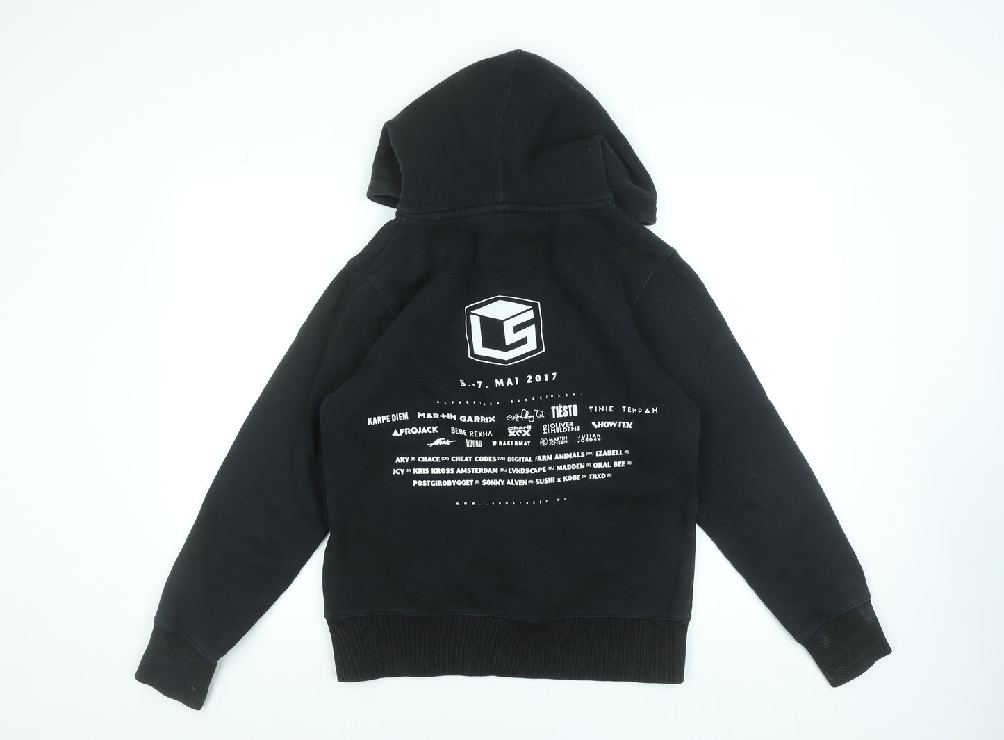 Landstreff Stavanger Men's Black Pullover Hoodie Size S Music Festival Graphic