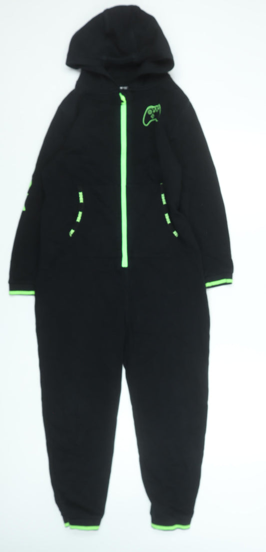 Next Boys Black Xbox Hooded Fleece One Piece Pyjamas 9 Years