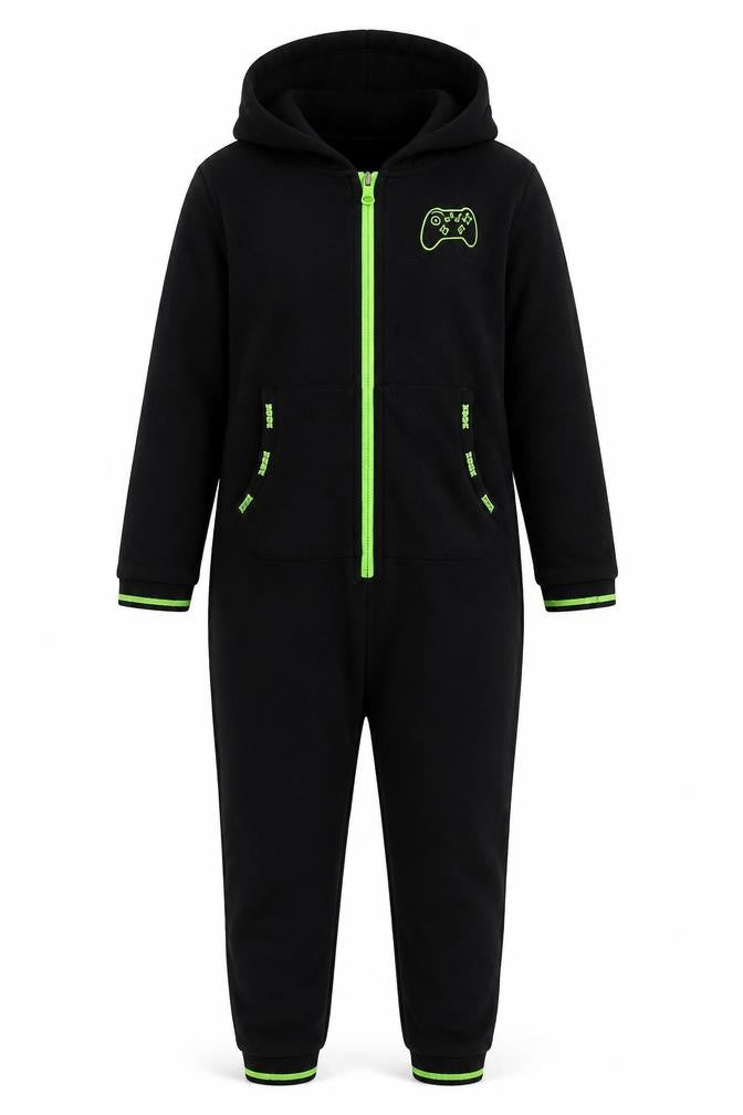 Next Boys Black Xbox Hooded Fleece One Piece Pyjamas 9 Years