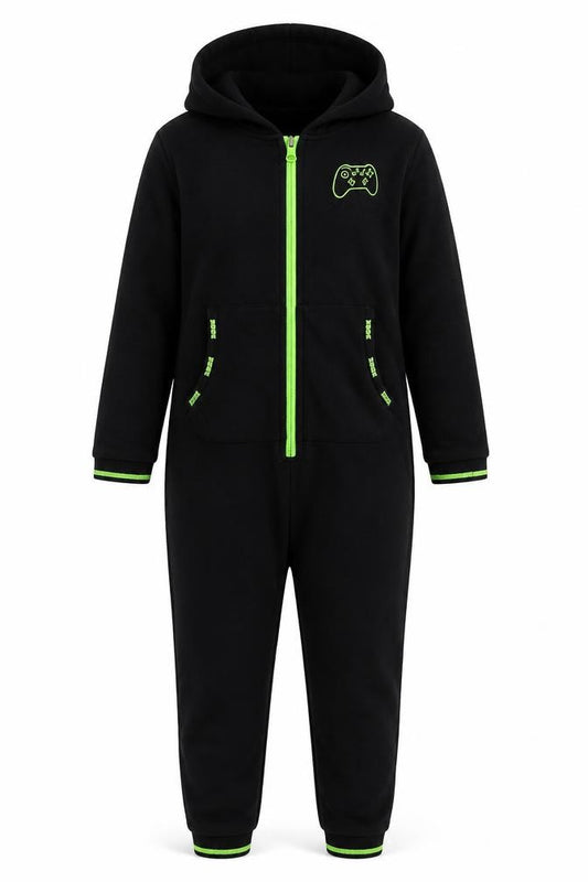 Next Boys Black Xbox Hooded Fleece One Piece Pyjamas 9 Years