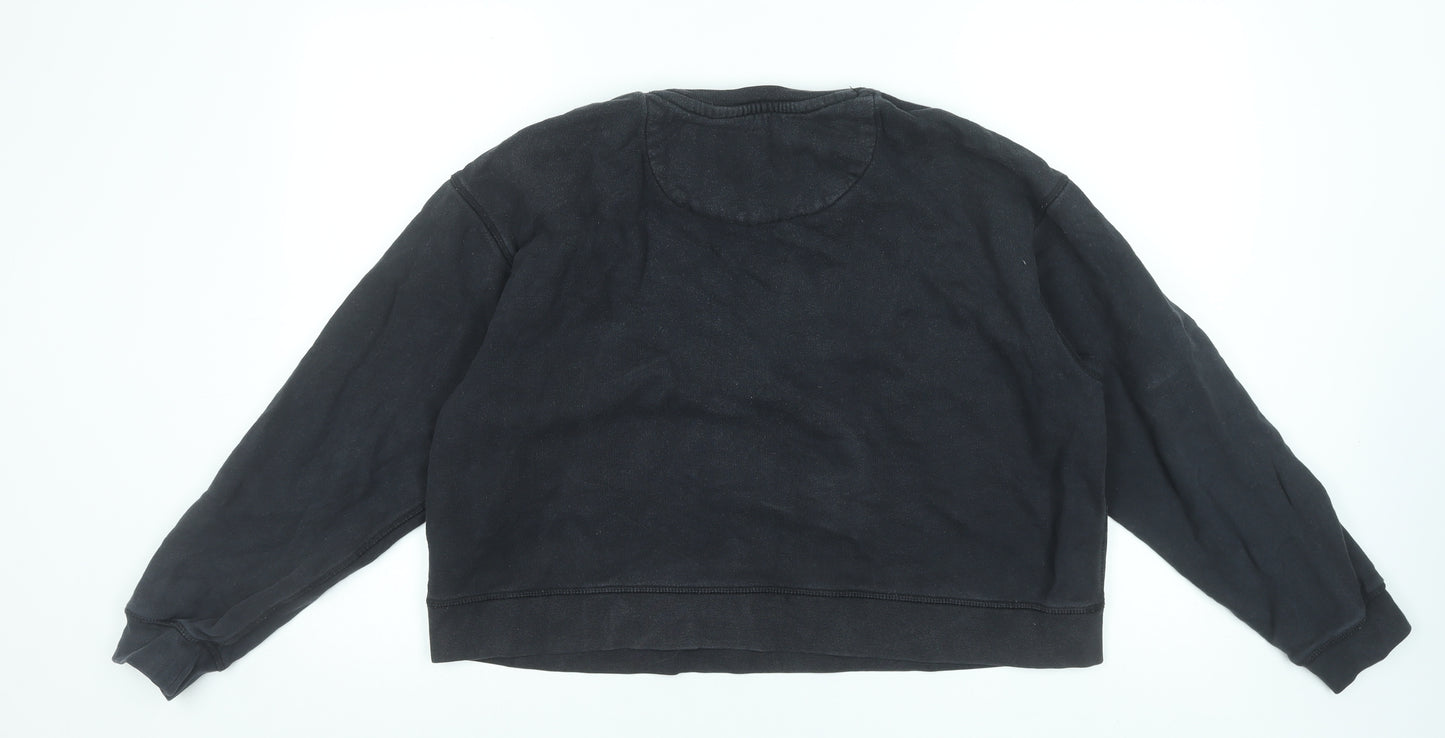 Jack Wills Womens Black UK 12 Cotton Crew Neck Pullover Sweatshirt