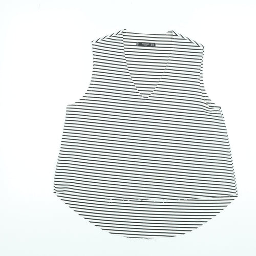 Mango Women Black White Striped Sleeveless Tank Top Size 8