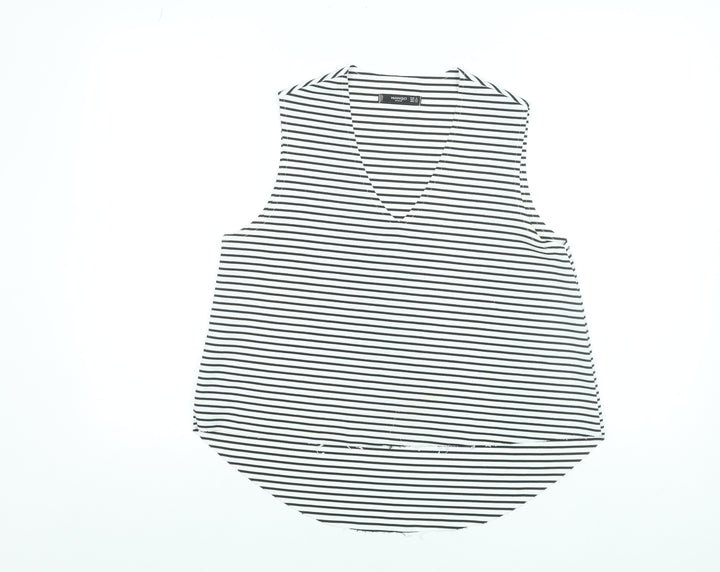 Mango Women Black White Striped Sleeveless Tank Top Size 8