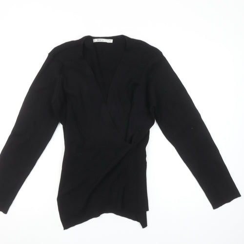 M&Co Women's Black 2XL Wrap V-Neck Long Sleeve Knit Jumper