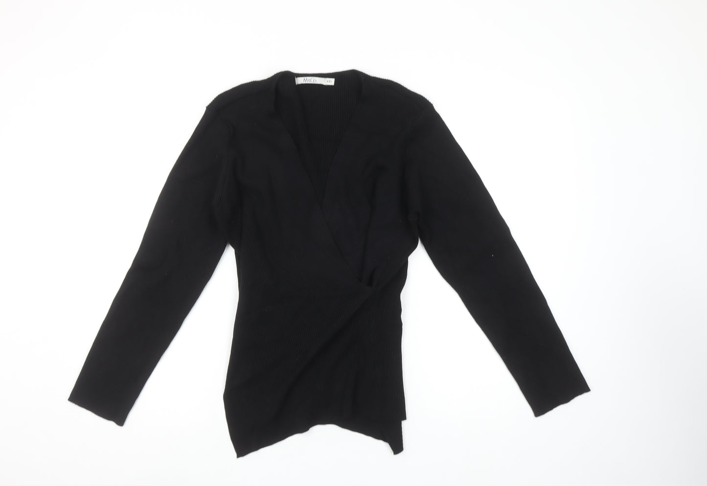 M&Co Women's Black 2XL Wrap V-Neck Long Sleeve Knit Jumper