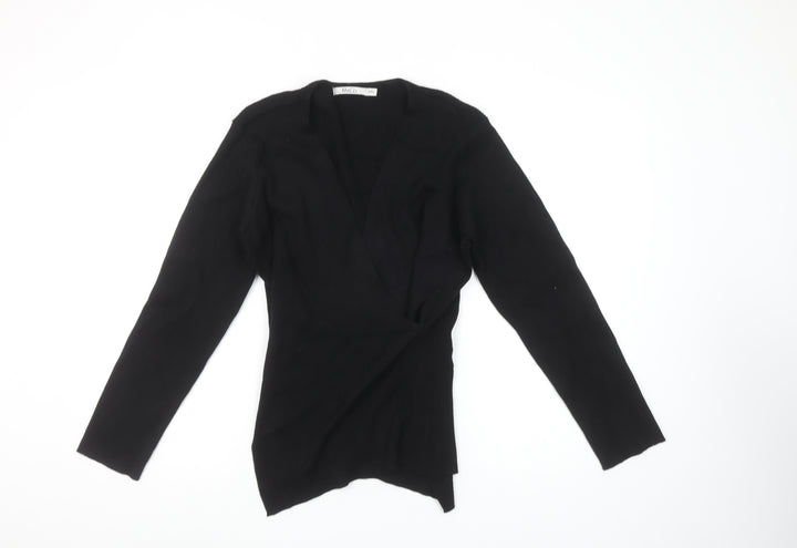 M&Co Women's Black 2XL Wrap V-Neck Long Sleeve Knit Jumper