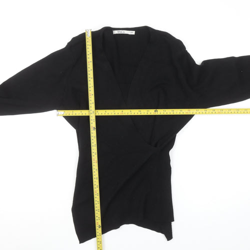 M&Co Women's Black 2XL Wrap V-Neck Long Sleeve Knit Jumper