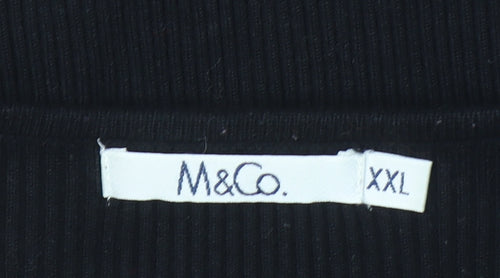 M&Co Women's Black 2XL Wrap V-Neck Long Sleeve Knit Jumper