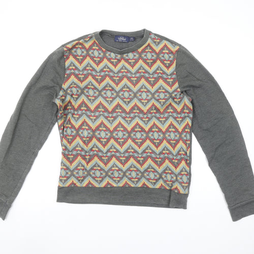 Topman Men’s Grey Aztec Pattern Crew Neck Sweatshirt Size S