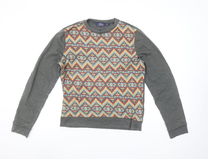Topman Men’s Grey Aztec Pattern Crew Neck Sweatshirt Size S