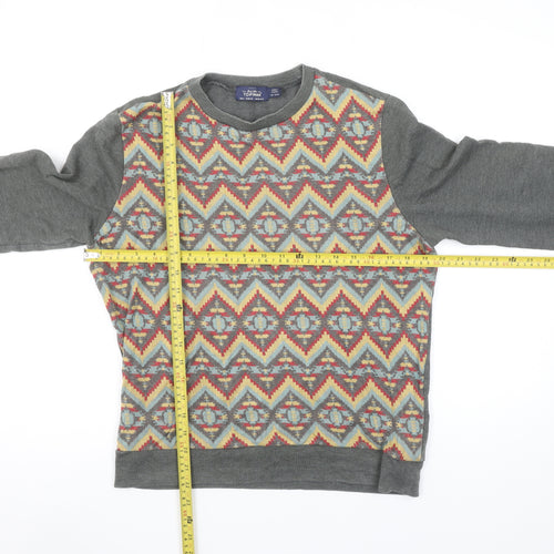 Topman Men’s Grey Aztec Pattern Crew Neck Sweatshirt Size S