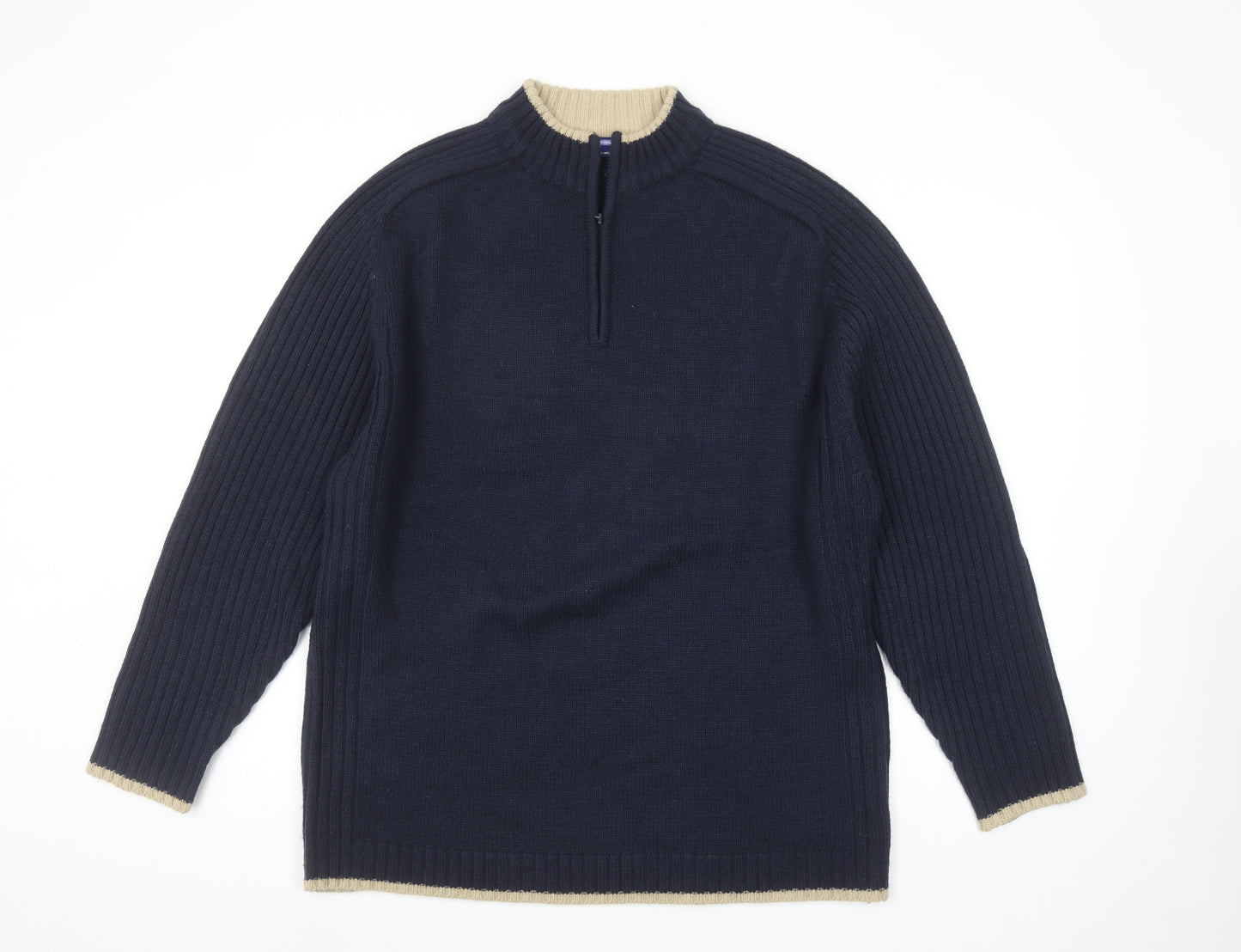 Innocenti Mens Blue 1/4 Zip High Neck Acrylic Jumper XL