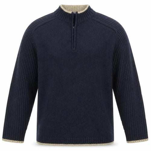 Innocenti Mens Blue 1/4 Zip High Neck Acrylic Jumper XL