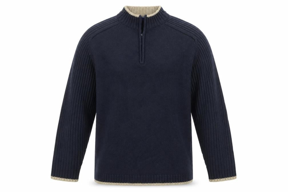 Innocenti Mens Blue 1/4 Zip High Neck Acrylic Jumper XL