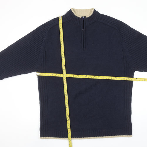 Innocenti Mens Blue 1/4 Zip High Neck Acrylic Jumper XL