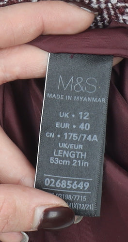 Marks and Spencer Women Red Herringbone Tweed Wrap Skirt UK 12