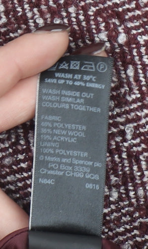 Marks and Spencer Women Red Herringbone Tweed Wrap Skirt UK 12