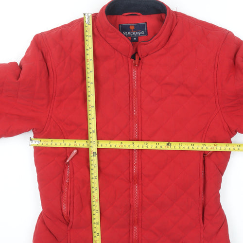 Sherwood Forest Women's Red Quilted Jacket Size 10 Lined Zip Pockets