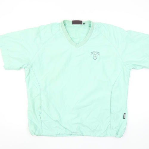Glenmuir Mens Green Golf V-Neck Short Sleeve Pullover Top Size M