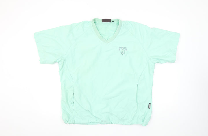 Glenmuir Mens Green Golf V-Neck Short Sleeve Pullover Top Size M