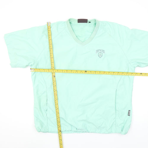 Glenmuir Mens Green Golf V-Neck Short Sleeve Pullover Top Size M