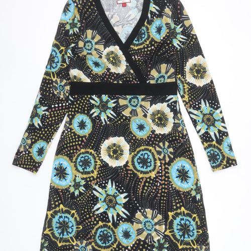 Joe Browns Womens Black Floral Jersey Wrap Dress Size 10