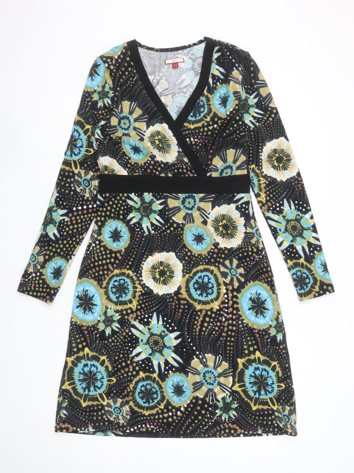 Joe Browns Womens Black Floral Jersey Wrap Dress Size 10
