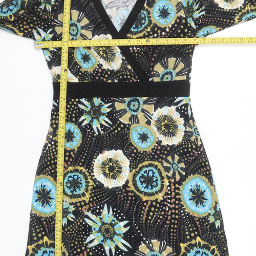 Joe Browns Womens Black Floral Jersey Wrap Dress Size 10