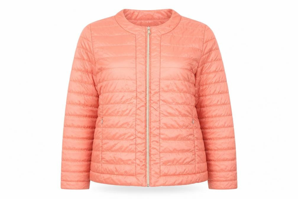Front view of Mona Women's Pink Lightweight Quilted Puffer Jacket, size 16