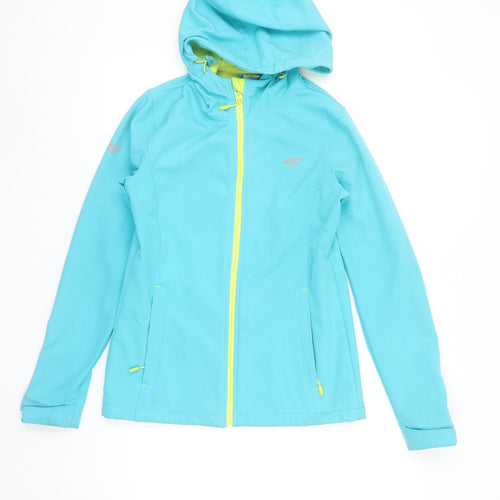 4F Womens Blue Soft Shell Hooded Activewear Jacket XS