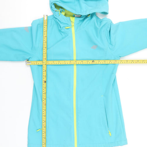 4F Womens Blue Soft Shell Hooded Activewear Jacket XS