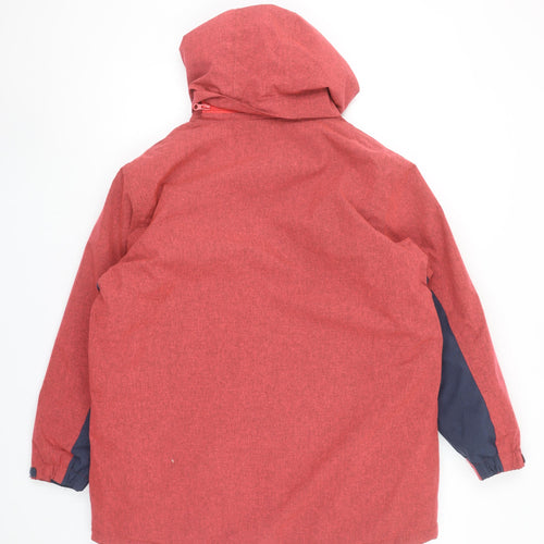 The Edge Men's Red Hooded Parka Jacket Size 34 Windproof Water Resistant