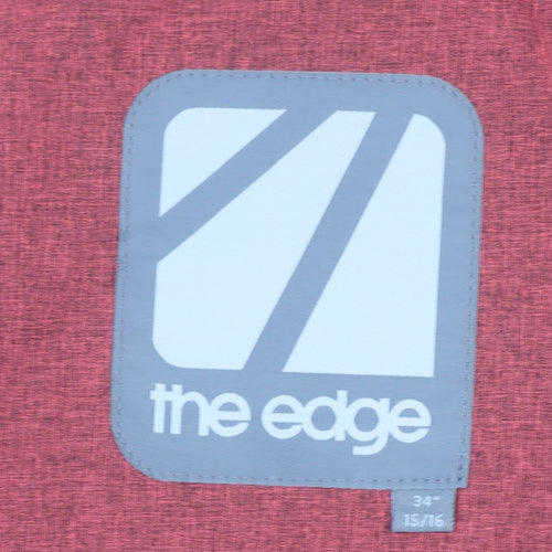 The Edge Men's Red Hooded Parka Jacket Size 34 Windproof Water Resistant