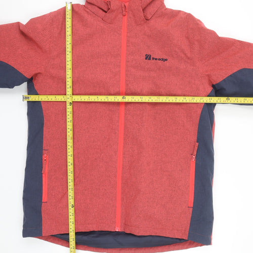 The Edge Men's Red Hooded Parka Jacket Size 34 Windproof Water Resistant