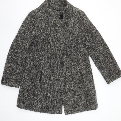 Wallis Women Grey Wool Blend Mid-Length Overcoat Size S