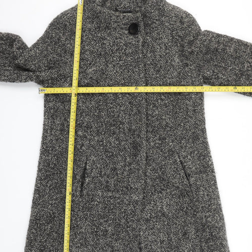 Wallis Women Grey Wool Blend Mid-Length Overcoat Size S